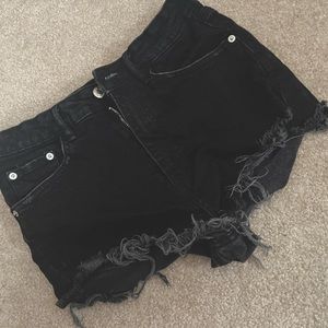ZARA High Rise Denim Shorts in Black
